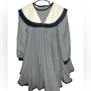 Vtg Youngsport Classic Navy and White Kids Formal Swing Dress Collar Girl’s 6